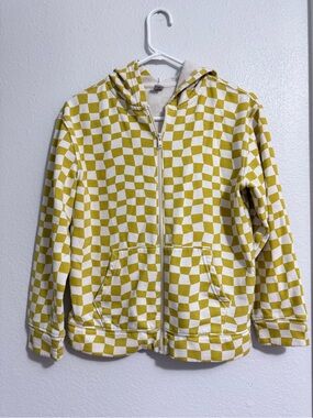 Old Navy Yellow & White Checkerboard Zip-Up Hoodie